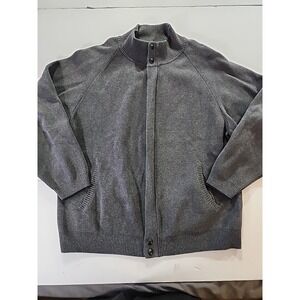 VTG PENDLETON Woolen Mills Mens Sweater Zip Up Dark Gray Cotton Knit Large